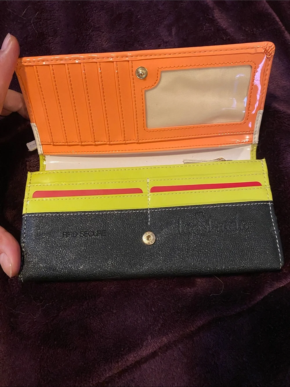 Strada Orange and Cream Tri-Panel Women's Wallet